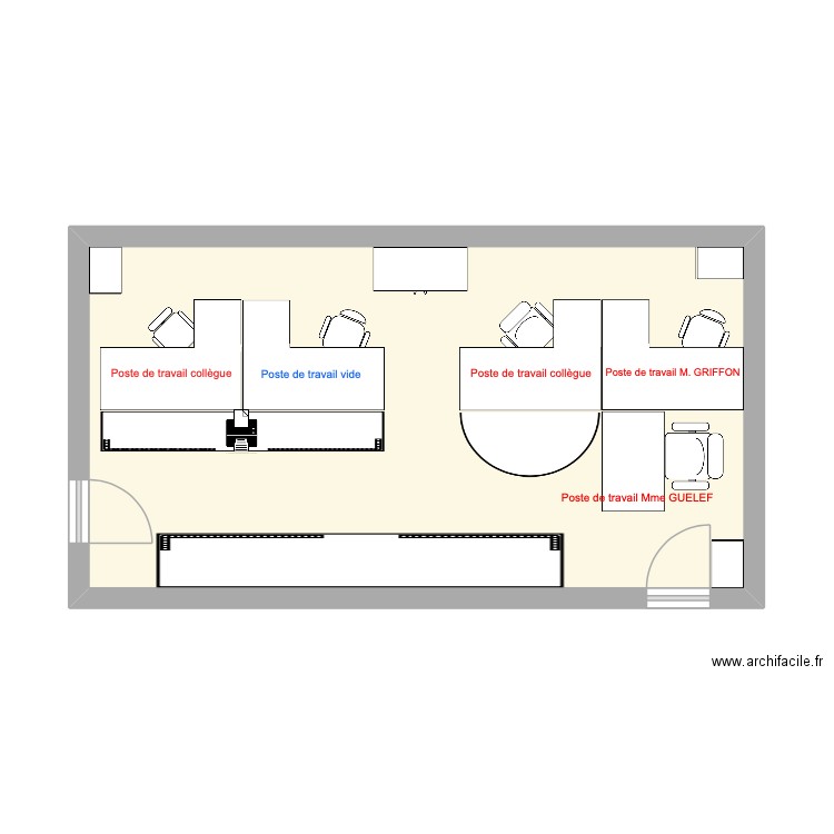 Bureau open space. Plan de 1 pièce et 36 m2