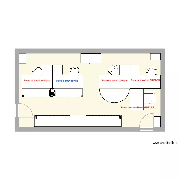 Bureau open space. Plan de 1 pièce et 36 m²
