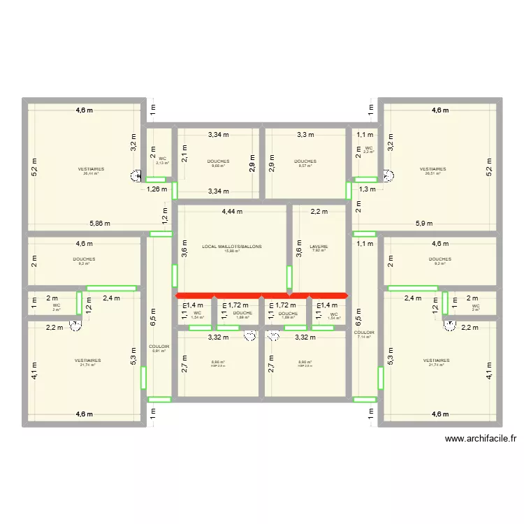 Vestiaires GSY. Plan de Vestiaires GSY. Plan de