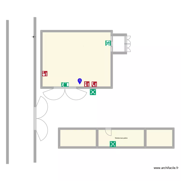 Evacuation. Plan de 4  et 97 m²