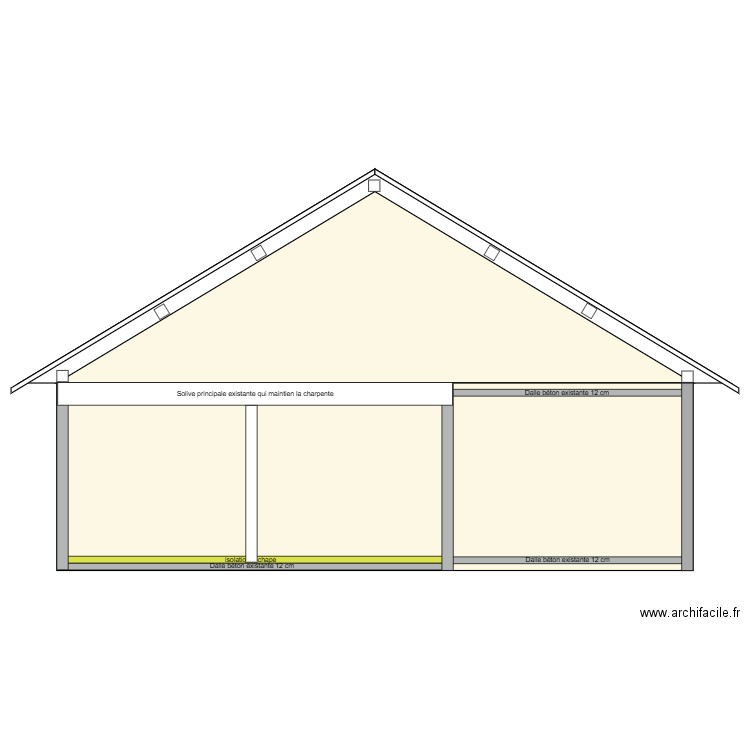 plan de coupe facade sud. Plan de 0 pièce et 0 m2