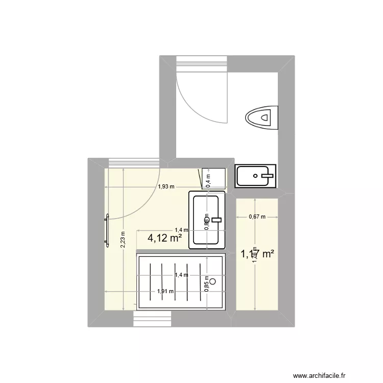 SDB - WC MF. Plan de 