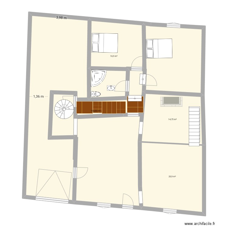 atti cote 2020 ETAGE 1 mai 2025 colimaçon. Plan de 6 pièces et 572 m2