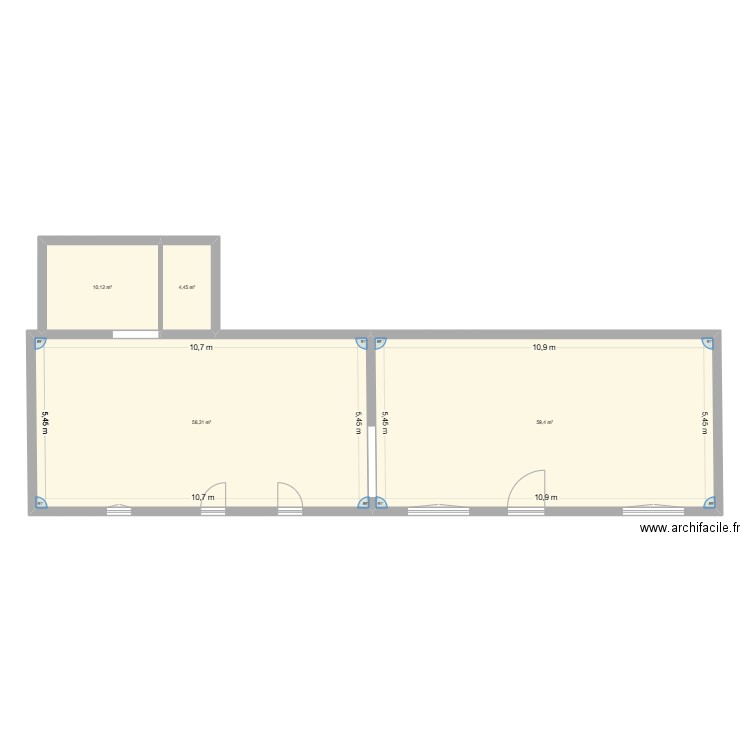 RDC. Plan de 4 pièces et 132 m2