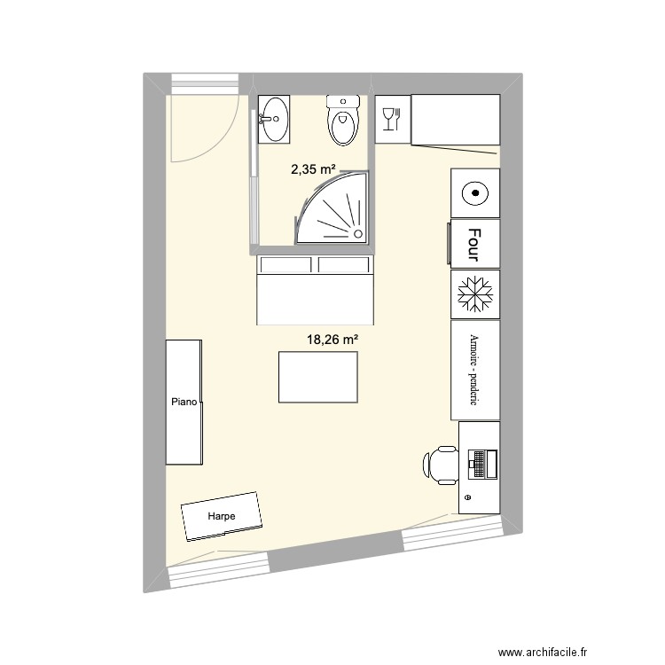 blainville 5. Plan de 2 pièces et 21 m2