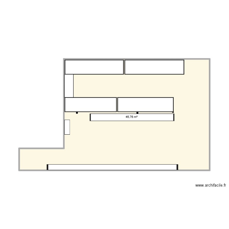 stock. Plan de 1 pièce et 46 m2