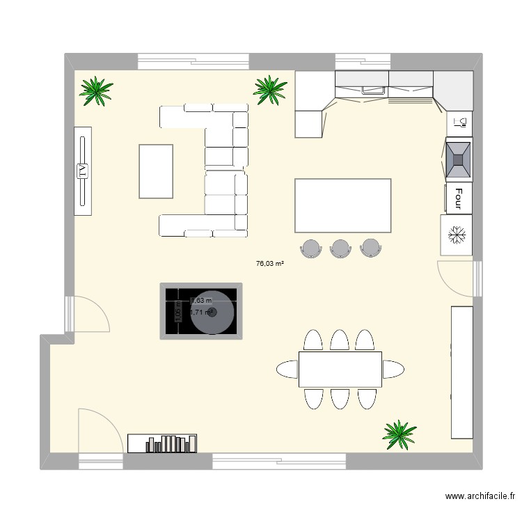 SEJOUR. Plan de 2 pièces et 80 m2
