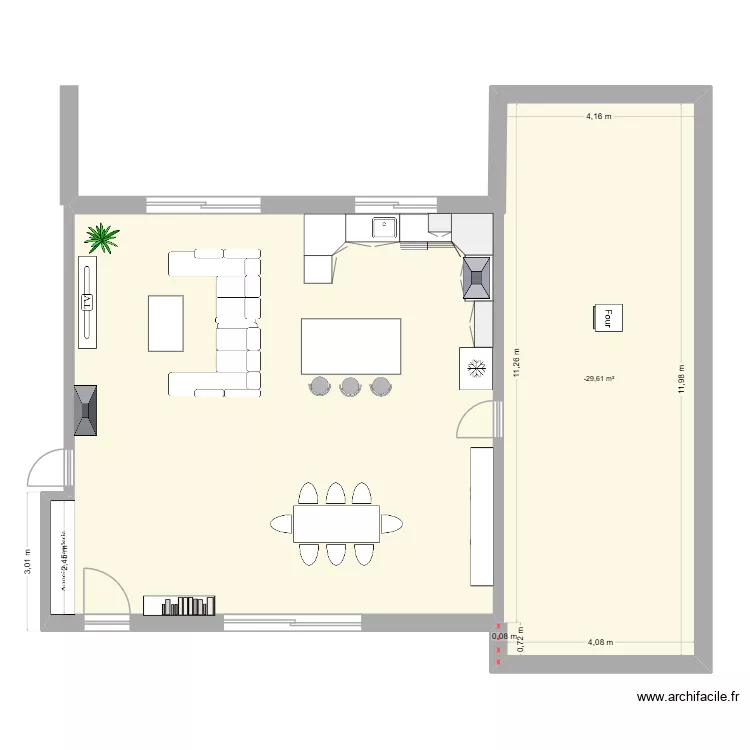 SEJOUR. Plan de 1  et 50 m²