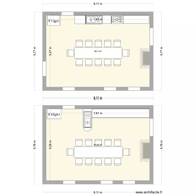 Plan cuisine 1. Plan de 2  et 80 m²