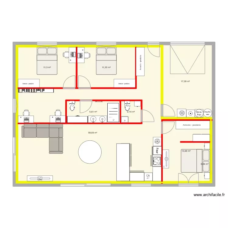 maison version 697.5. Plan de 8 Pièces et 121 m²