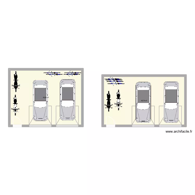 garage. Plan de 2  et 87 m²