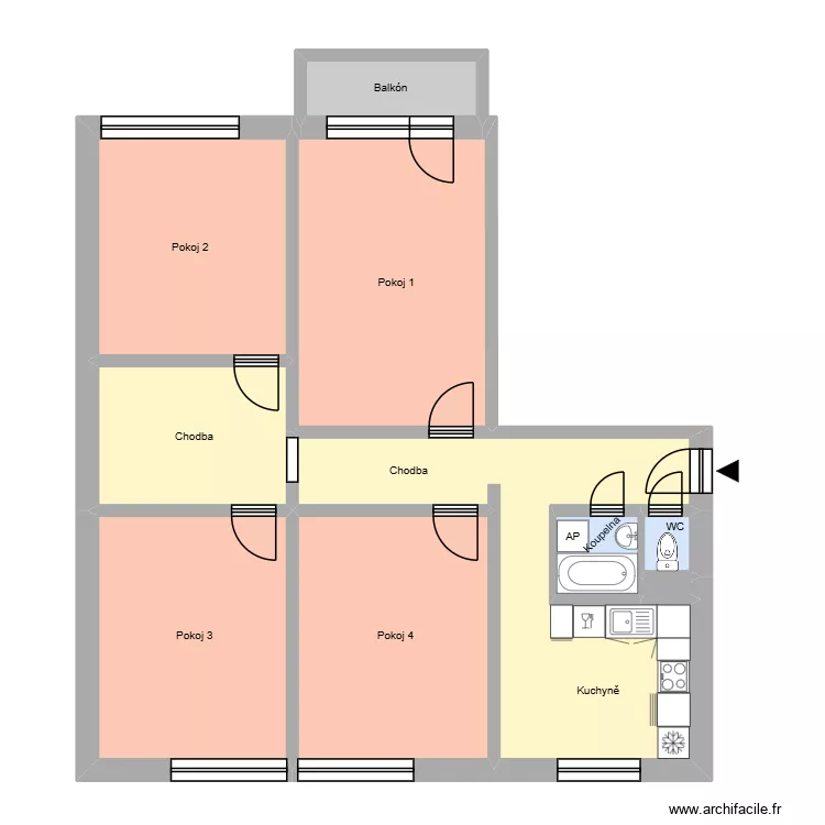 Varensk&aacute; 2962, byt 1. Plan de 14 Pièces et 218 m²