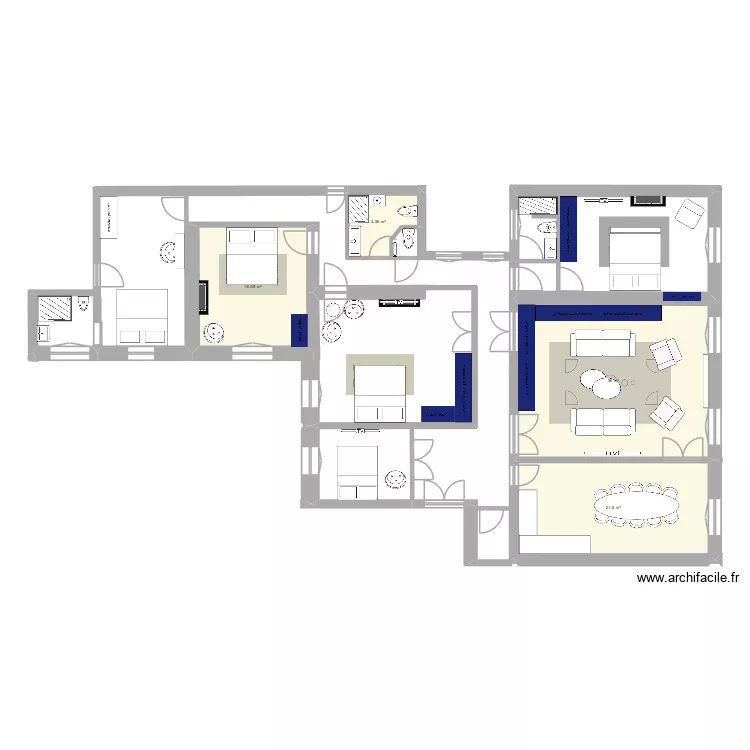 Marignan. Plan de 4 pièces et 78 m²
