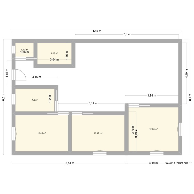 Maison 2. Plan de 6 pièces et 43 m2