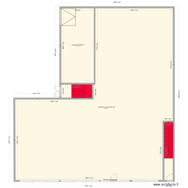 Agrandissement Velo. Plan de 64 pièces et 1269 m2