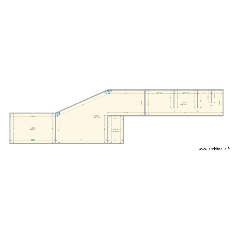 sci poupie SOULIER. Plan de 4 pièces et 66 m2
