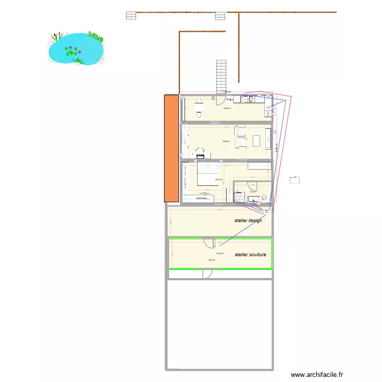 combles couloir. Plan de 