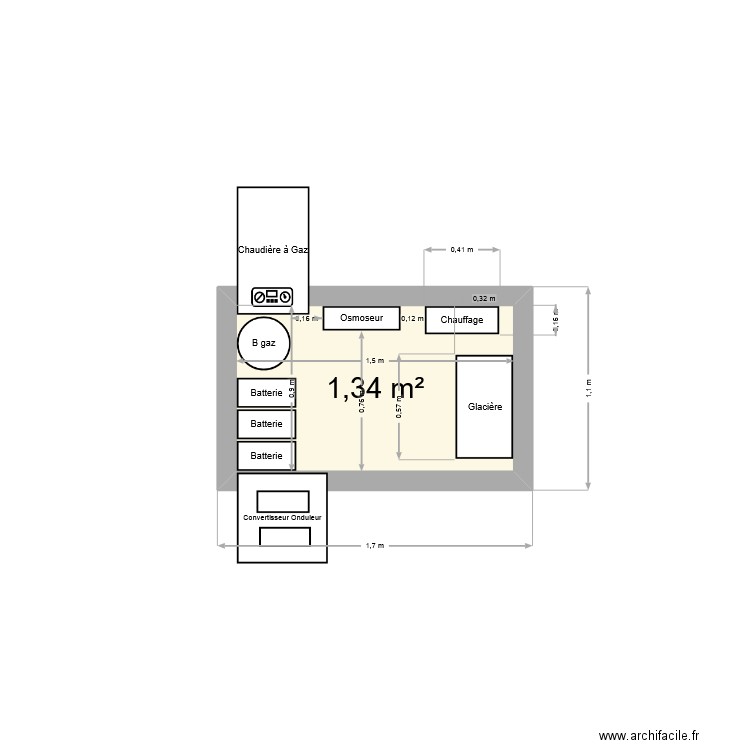 Station Osolaire 32. Plan de 1 pièce et 1 m2