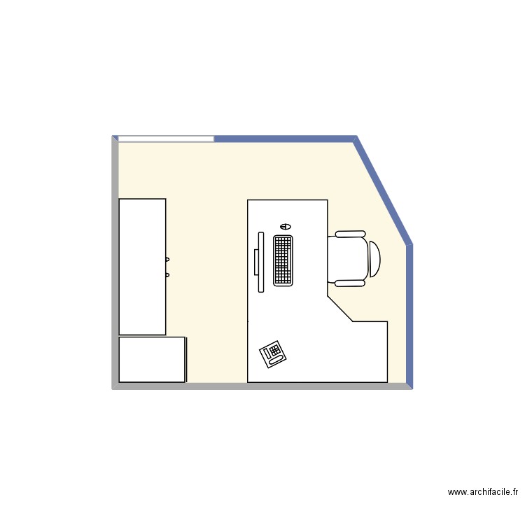 Bureau PRO 2. Plan de 1 pièce et 5 m2