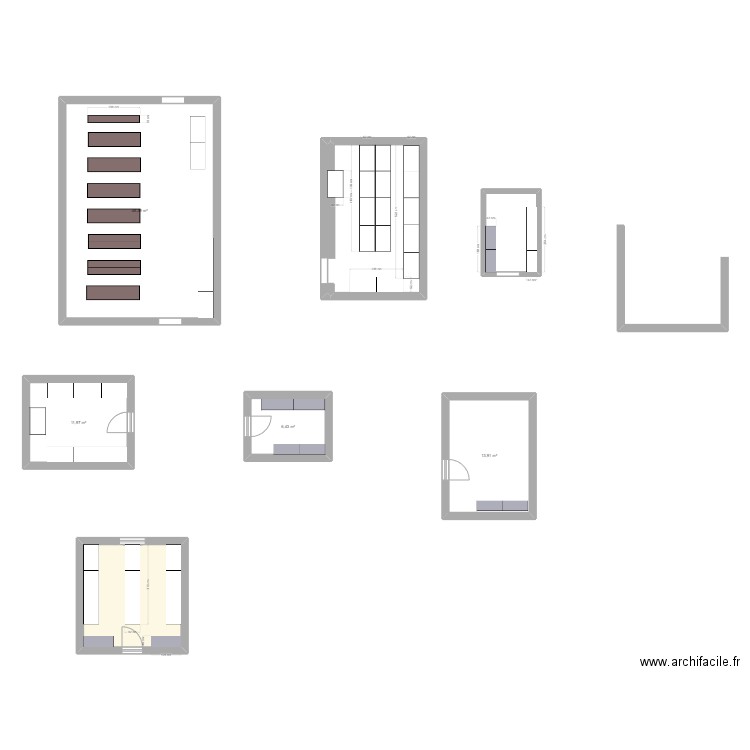 Locaux archives mairie. Plan de 7 pièces et 123 m2