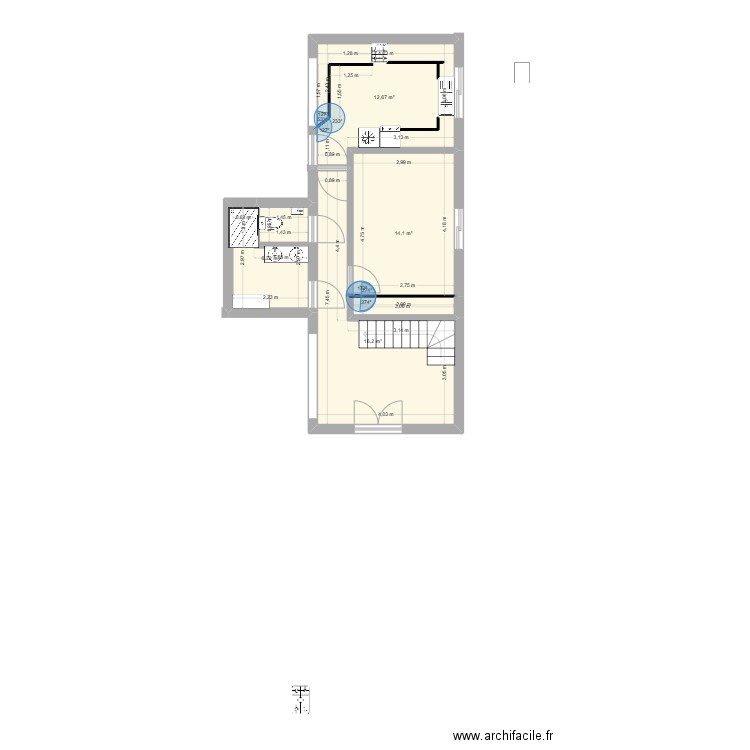 purs rdc en 4 11 (1). Plan de 4 pièces et 49 m2