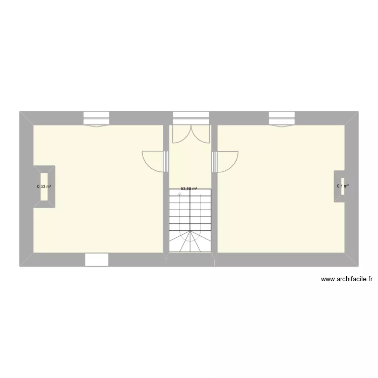 Diusse RdC. Plan de 3  et 56 m²