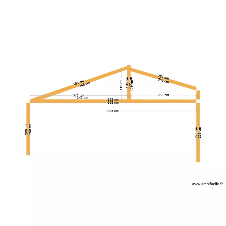 charpente auvent vue face interieur. Plan de charpente auvent vue face interieur. Plan de