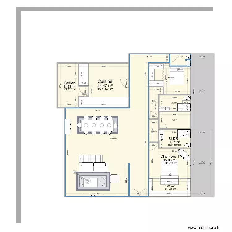 maison stade . Plan de 