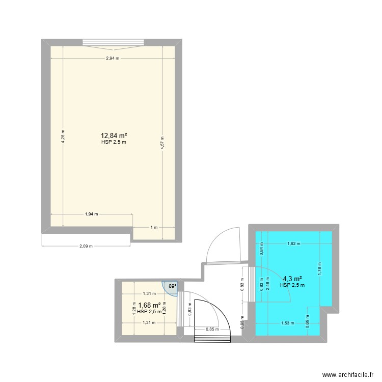 JLP. Plan de 3 pièces et 19 m2