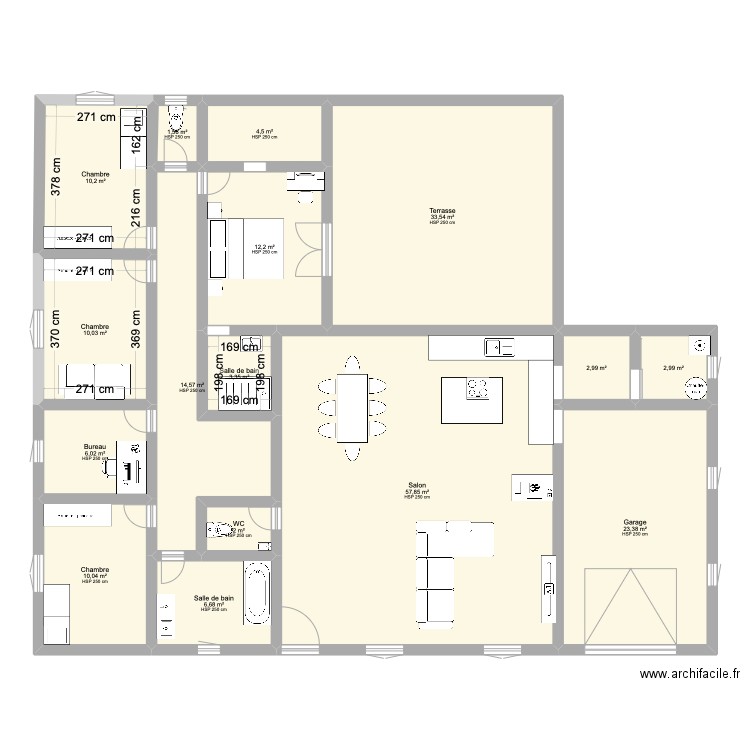 maison future. Plan de 16 pièces et 202 m2