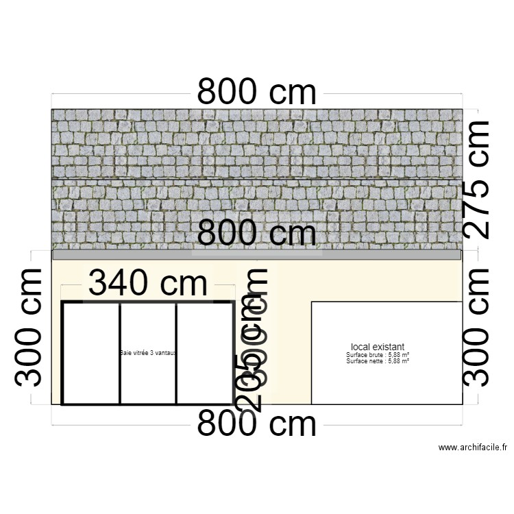 facade nord. Plan de 0 pièce et 0 m2