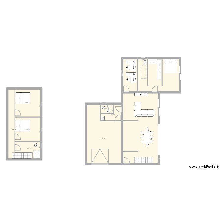 Maison 2. Plan de 9 pièces et 164 m2