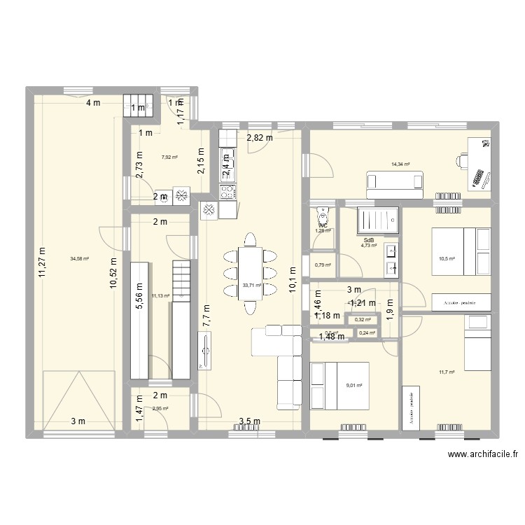 22 St Ex. Plan de 16 pièces et 148 m2
