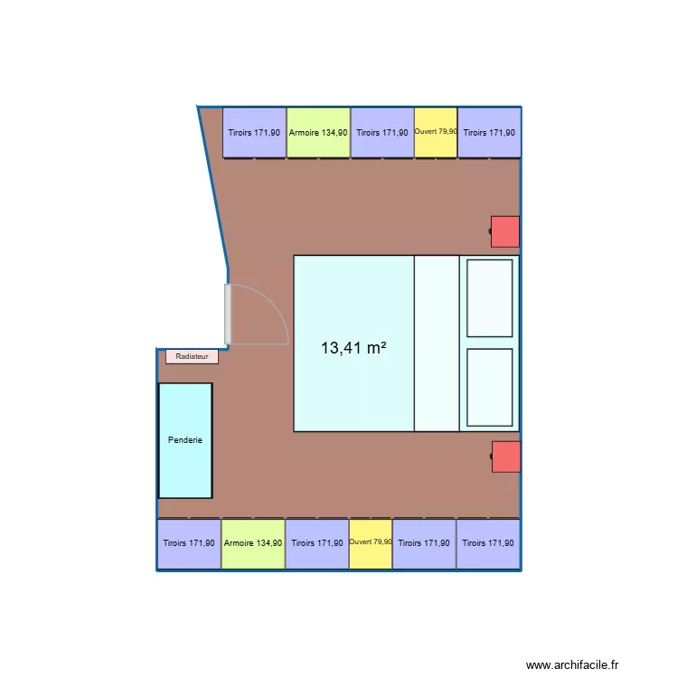 Chambre parentale. Plan de 1 et 13 m² Chambre parentale. Plan de 1 et 13 m²
