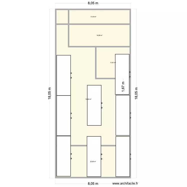 Pepi tables transition. Plan de 5  et 137 m²