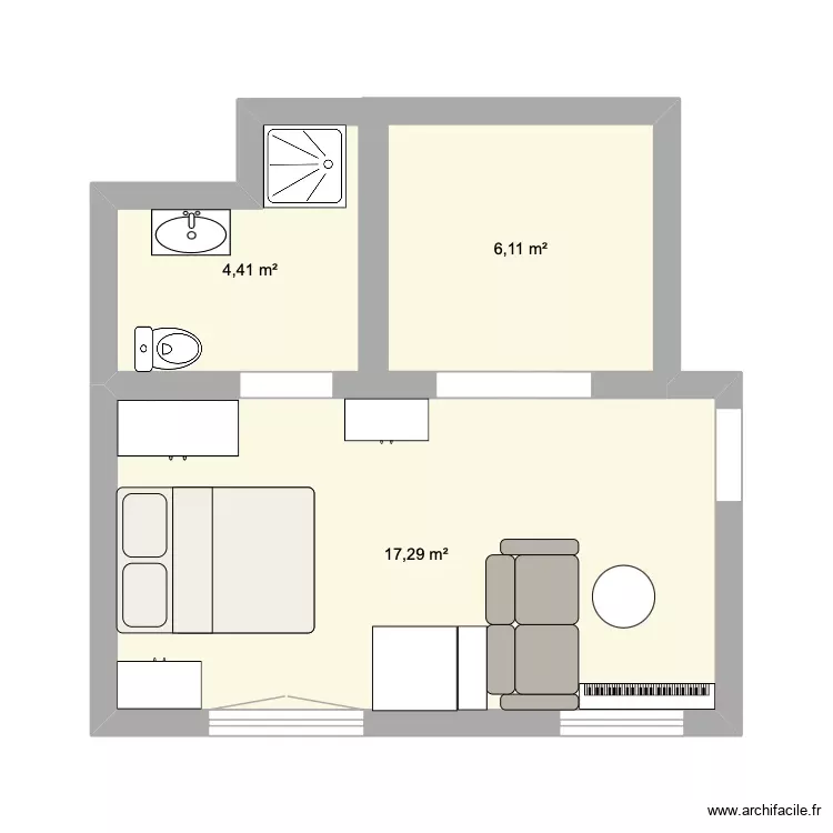Appartement. Plan de 3 Pièces et 28 m² Appartement. Plan de 3 Pièces et 28 m²