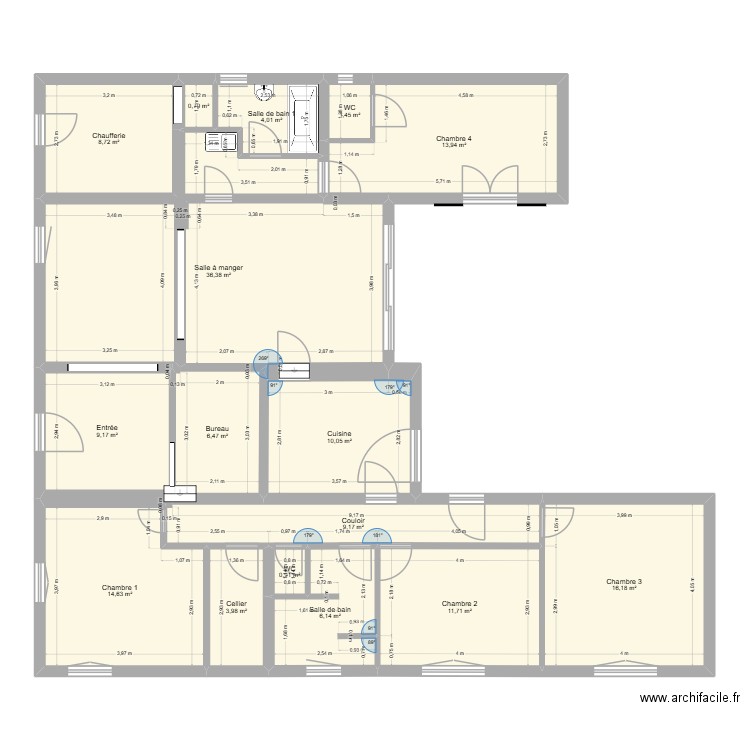 Maison Talence 2. Plan de 16 pièces et 154 m2