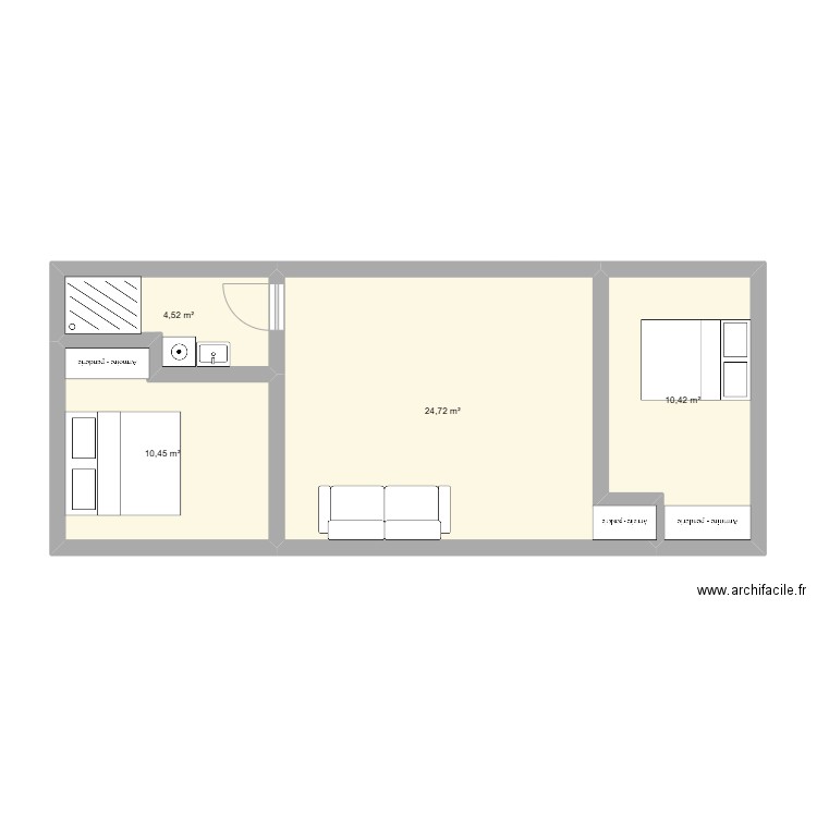 Centenaire 50m2 2.0. Plan de 4 pièces et 50 m2