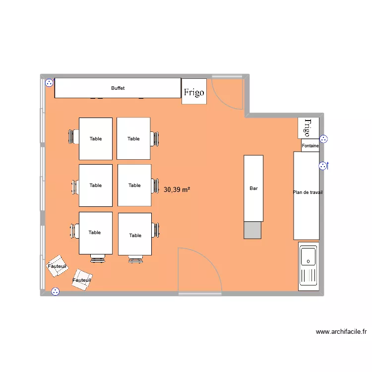 Projet cuisine Sciences. Plan de 1  et 30 m²