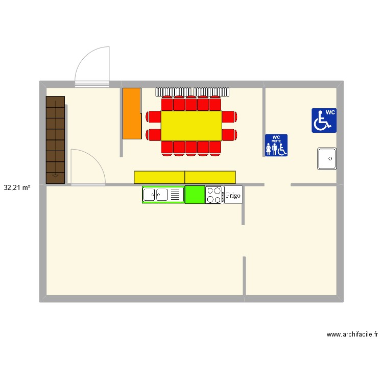 etoile boulaie. Plan de 1 pièce et 32 m2