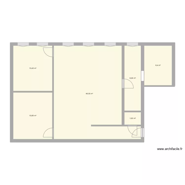 appartement. Plan de 6 Pièces et 95 m²