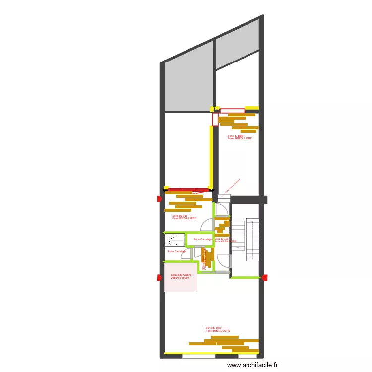 BAUCQ 77 2e &eacute;tage SOLS - Bois -. Plan de 8  et 62 m²