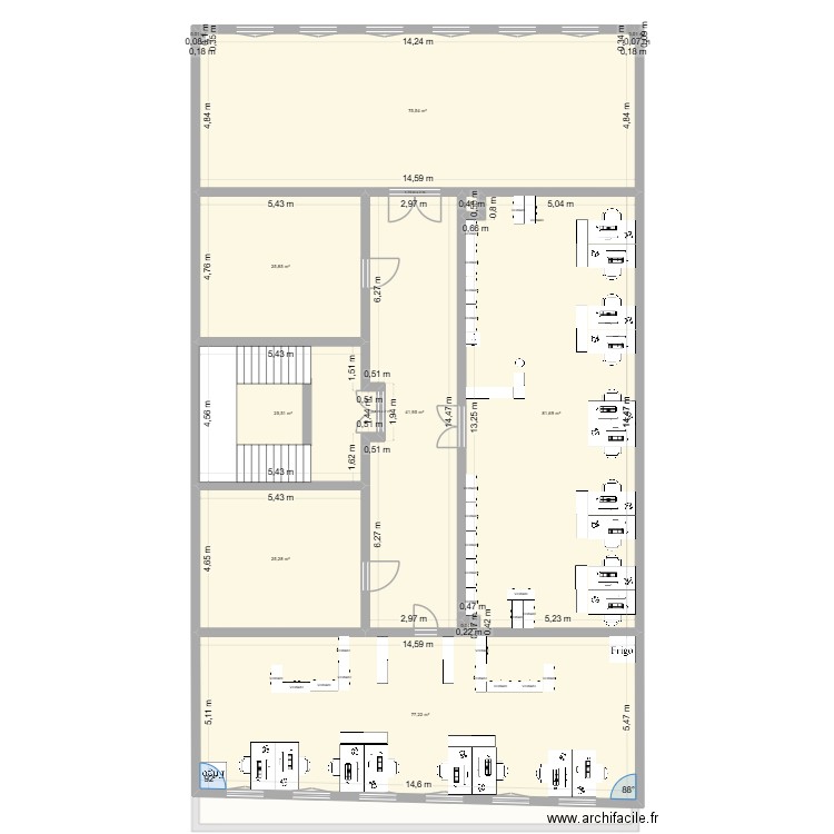 Pav6. Plan de 31 pièces et 1462 m2