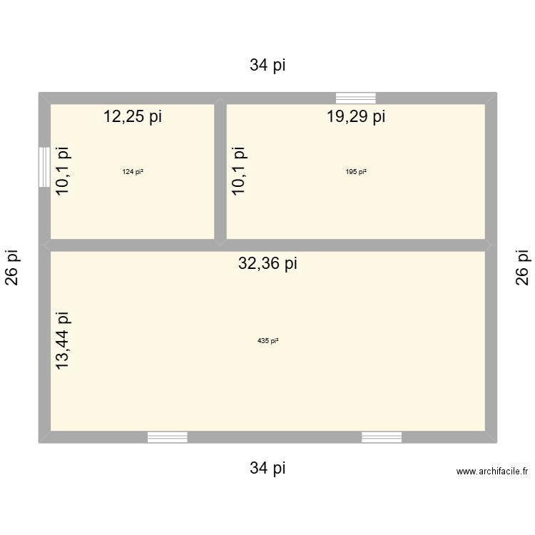Joanie Martel. Plan de 3 pièces et 70 m2