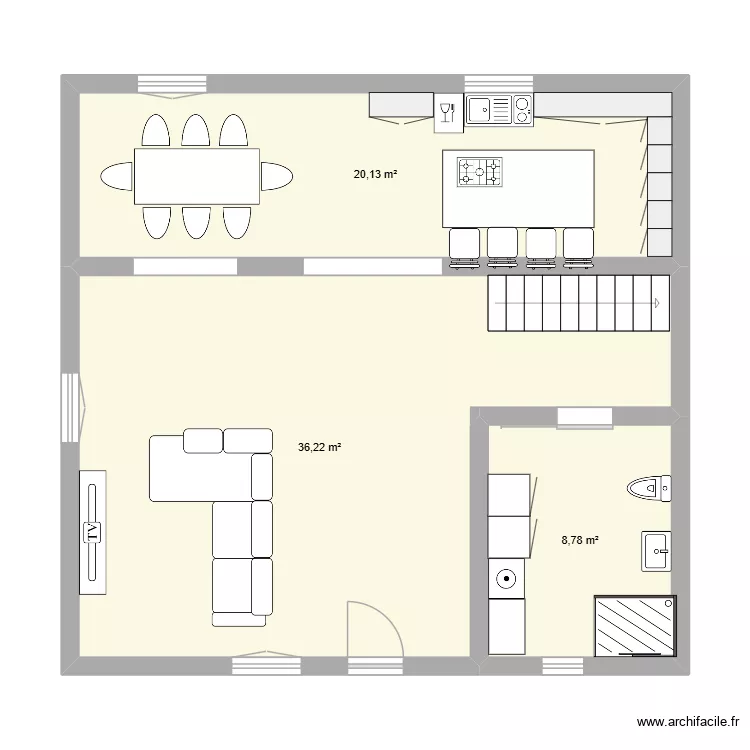 123. Plan de 3  et 65 m²