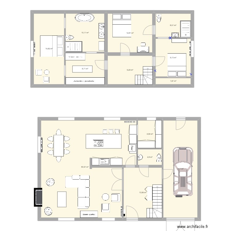 Bovrées. Plan de 13 pièces et 181 m2