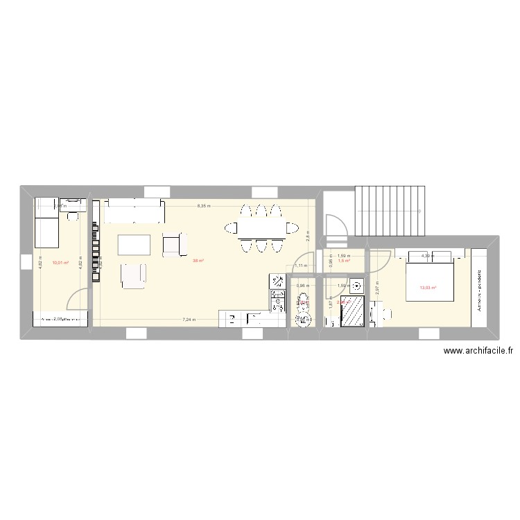 V1 Arthur. Plan de 6 pièces et 67 m2