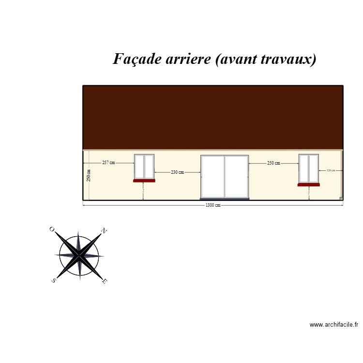 Plan de Façade apres travaux 1. Plan de 2 pièces et 74 m2