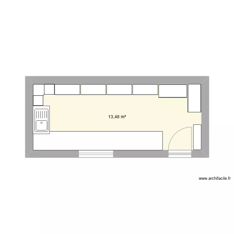 atelier. Plan de 1  et 13 m²