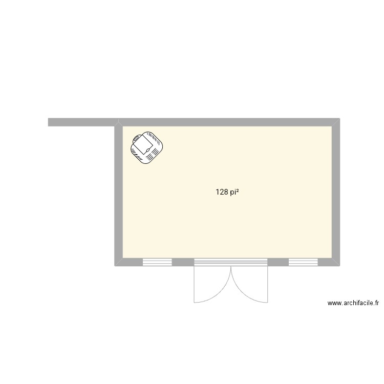 Cabanon 20'x10'. Plan de 1 pièce et 12 m2